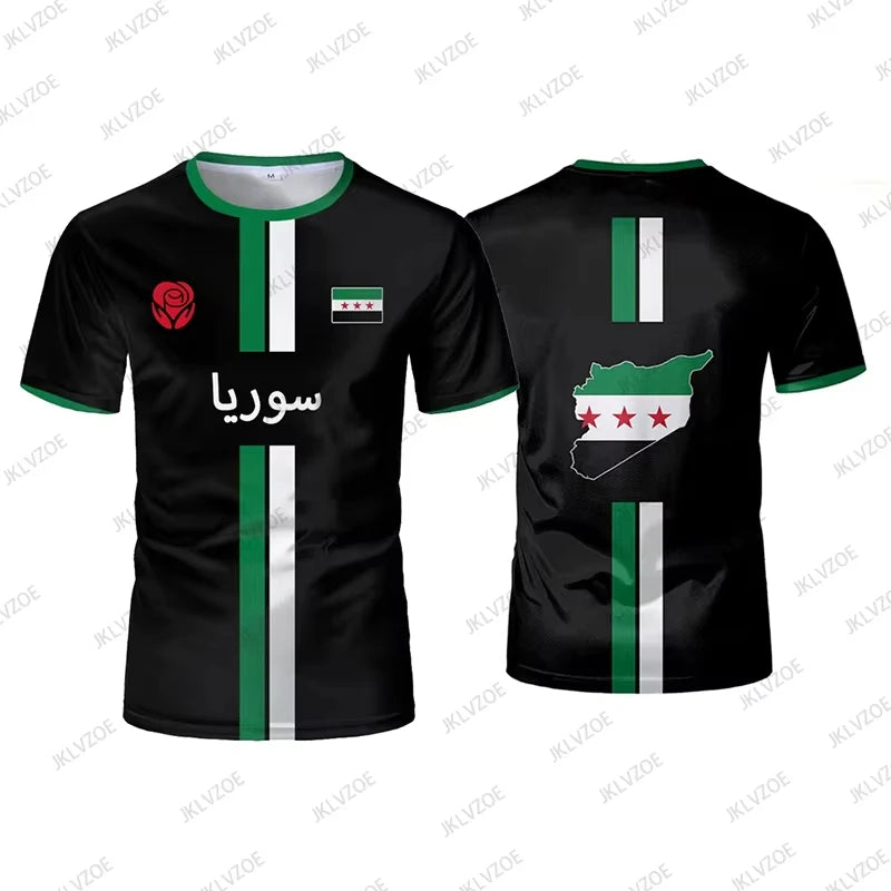 Summer New Syria Football Jersey Men Women Sports Surfing T-shirts Soccer Uniforms Casual Syrian Flag Graphic Oversized Kids Top