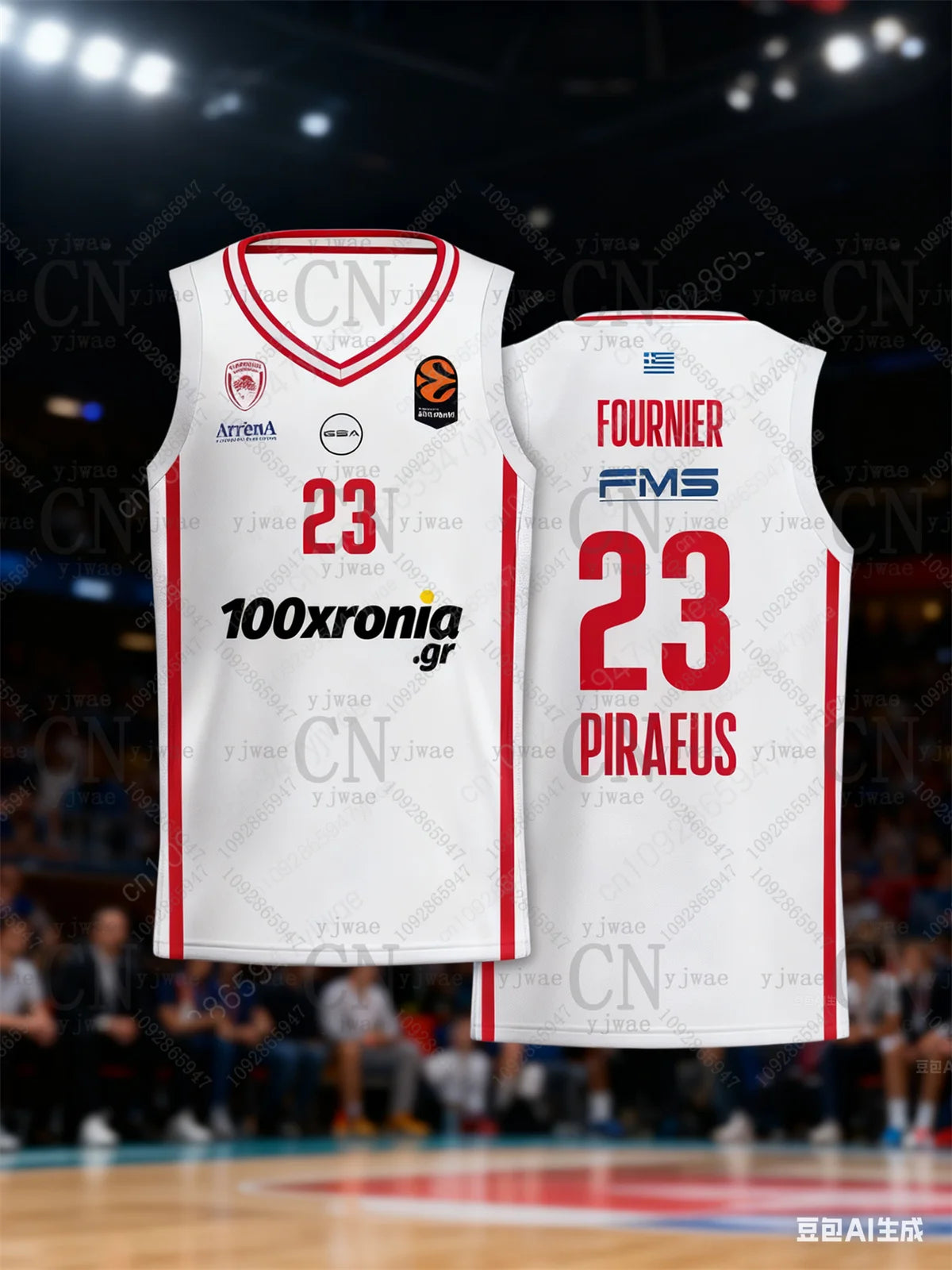 25-26 Olympiacos Bc Replica Basketball Jersey Sportswear Vest Quick Drying Training Tee Summer Men'S Outdoor Fitness Tank Top