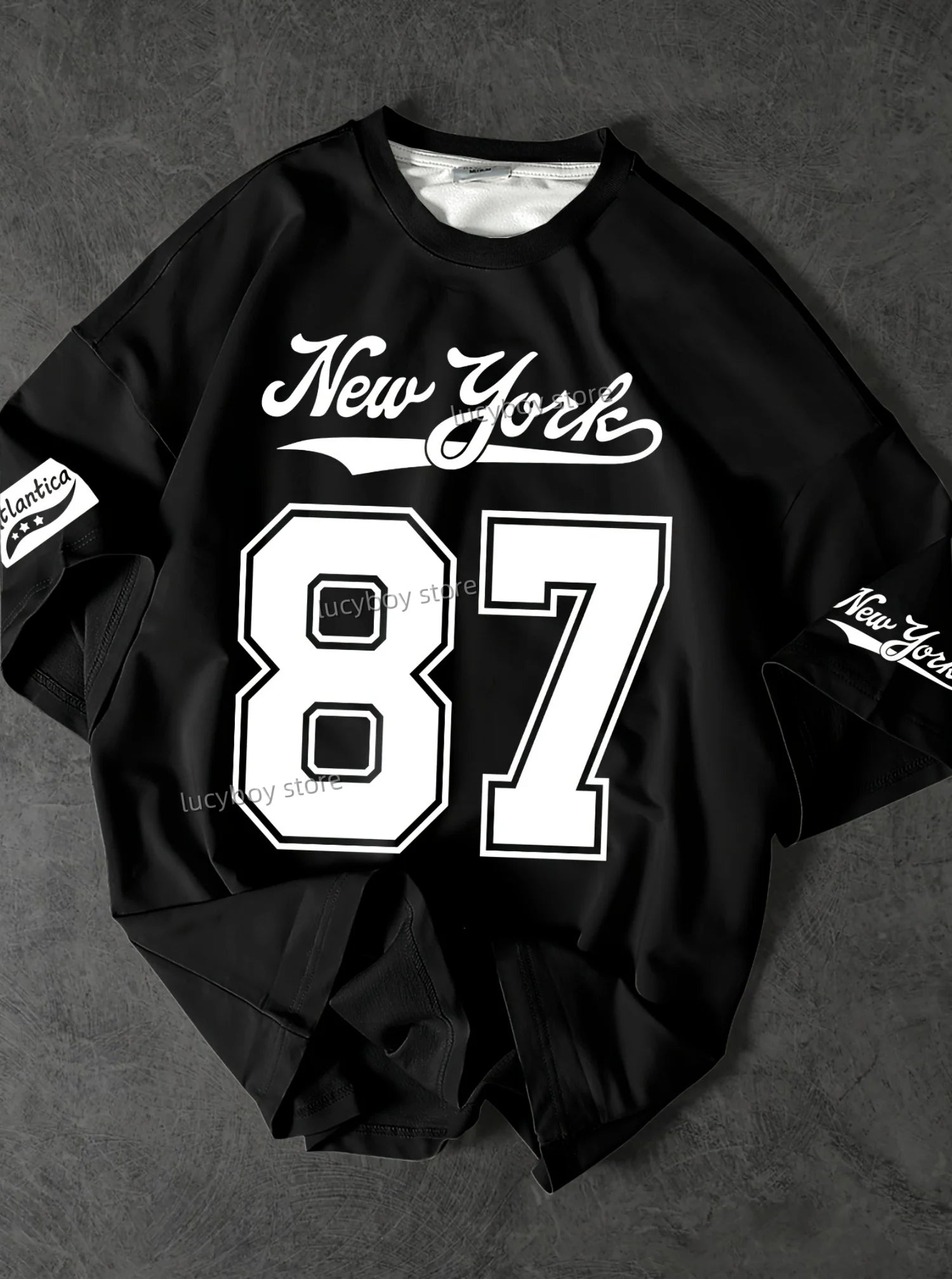 2025No.87 NEW YORK Print Mens  Jersey T-shirt Man Short Sleeve Sport Football T-Shirt Vintage Oversize Striped Tees Men Clothing