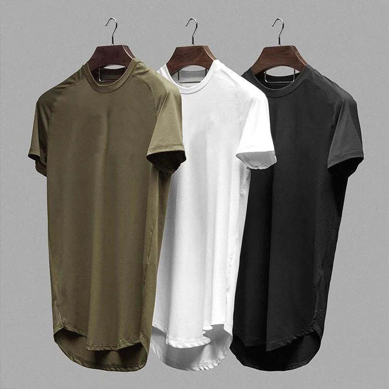 Plain Summer Mesh Quick Dry Short Sleeve Shirts Gym Fitness Muscle Slim Fit Clothing Mens Bodybuilding Sport Breathable T-shirts