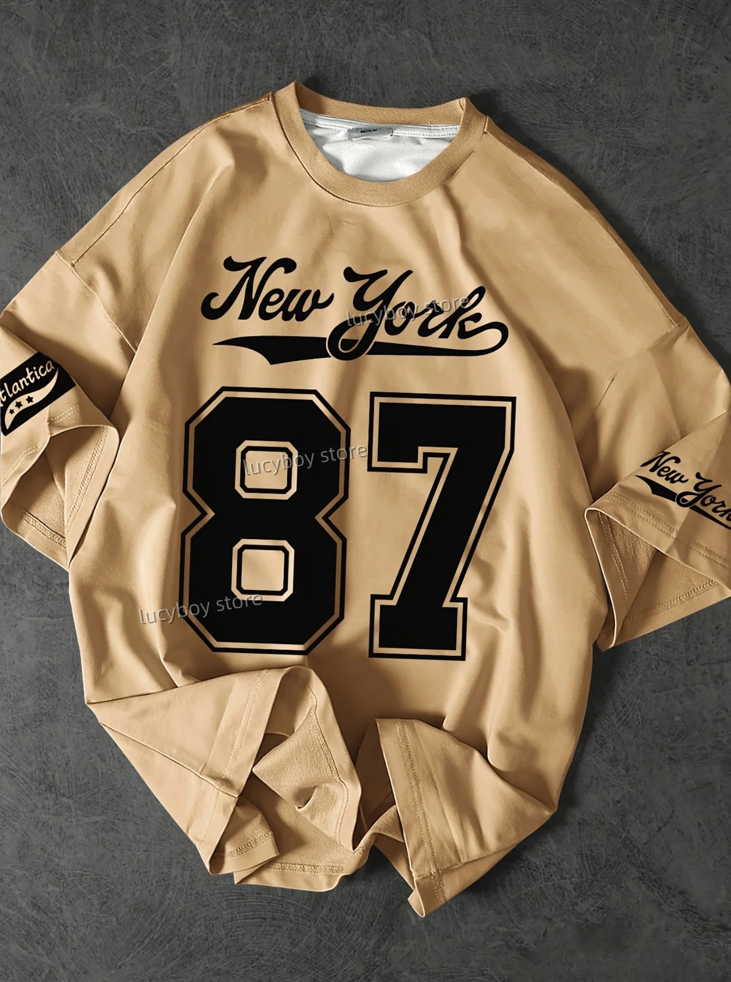 2025No.87 NEW YORK Print Mens  Jersey T-shirt Man Short Sleeve Sport Football T-Shirt Vintage Oversize Striped Tees Men Clothing
