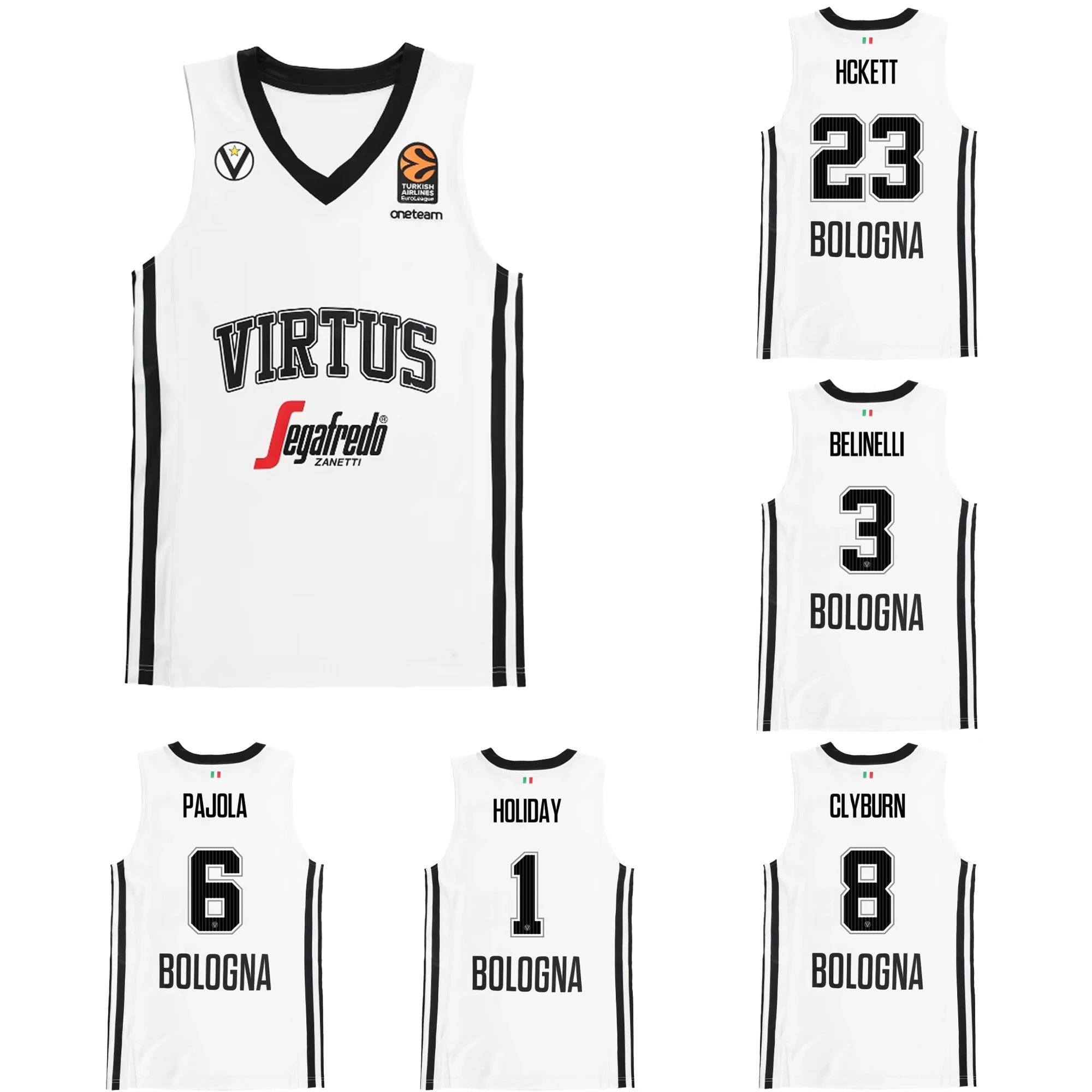 2025 New Arriving Virtus Bologna White Euroleague Home Basketball Jerseys 3d Print Sports Jerseys Summer Men's Training Tank Top