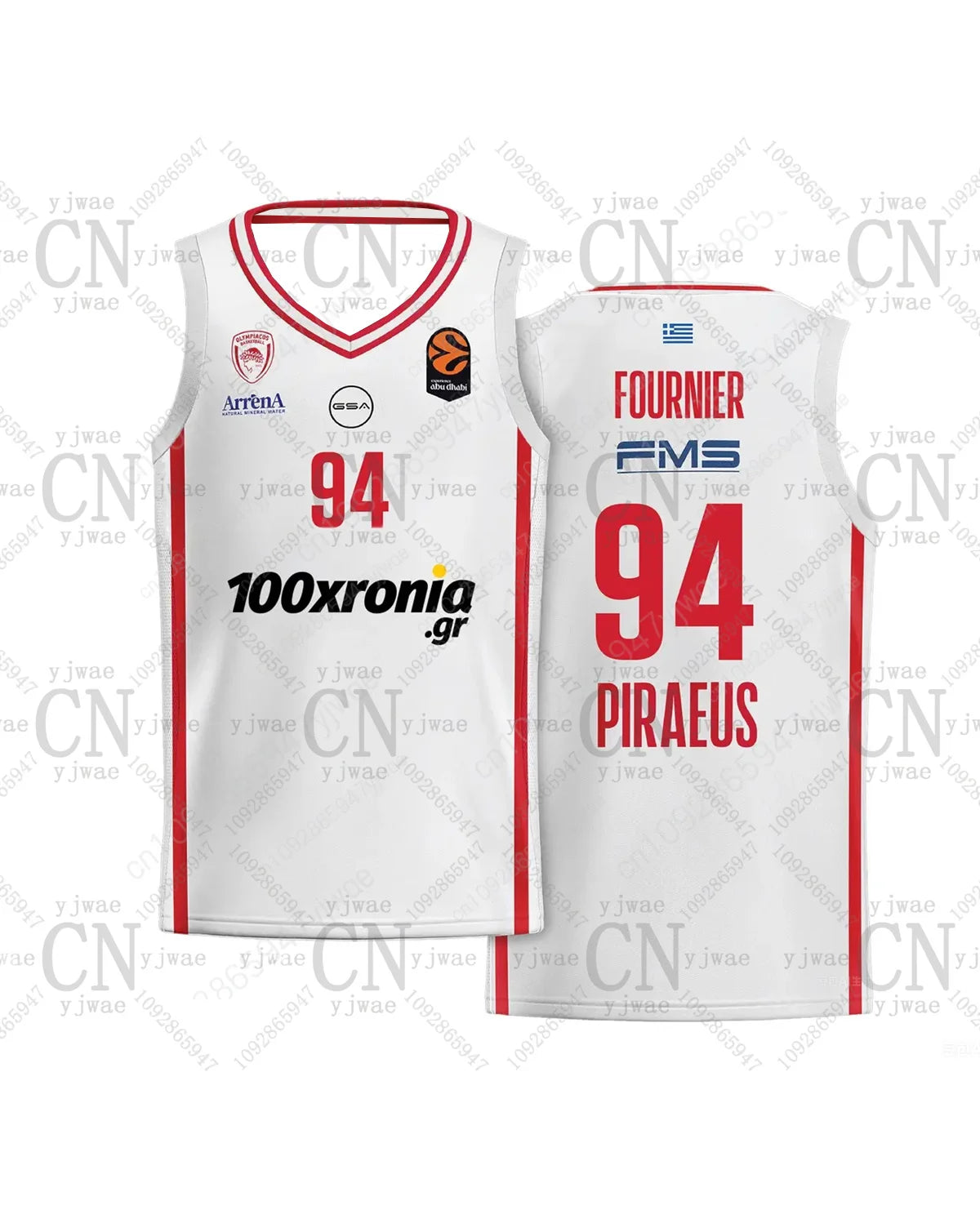 25-26 Olympiacos Bc Replica Basketball Jersey Sportswear Vest Quick Drying Training Tee Summer Men'S Outdoor Fitness Tank Top