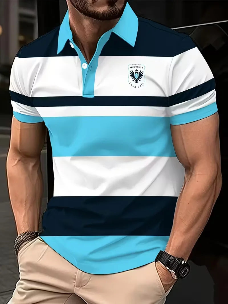 Fashionable 3D men's polo shirt short sleeved summer men's top fashionable men's clothing casual men's clothing