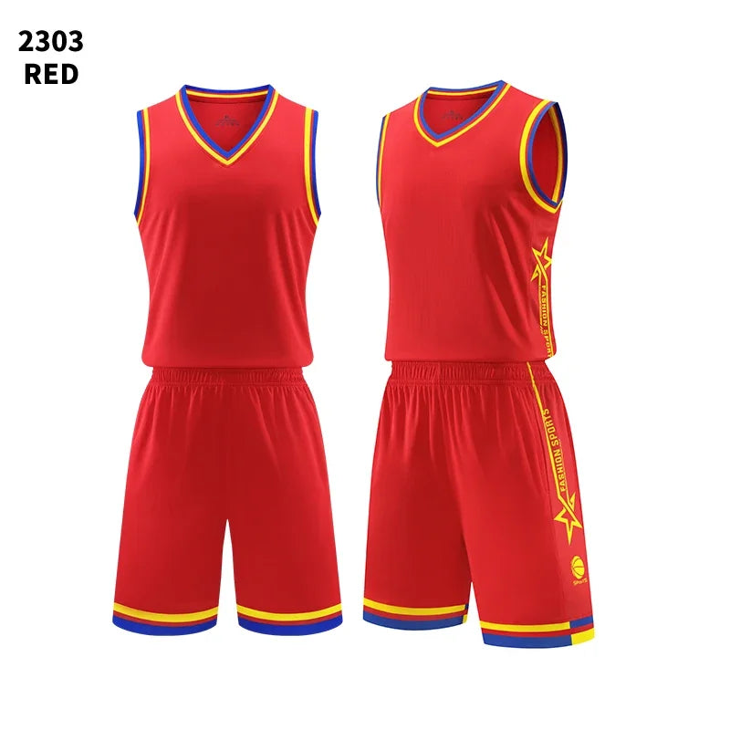Boys Basketball Uniforms Custom 100% Polyester Mesh Throwback Breathable Kids Basketball Jersey Quick Dry Basketball Shirts 2302