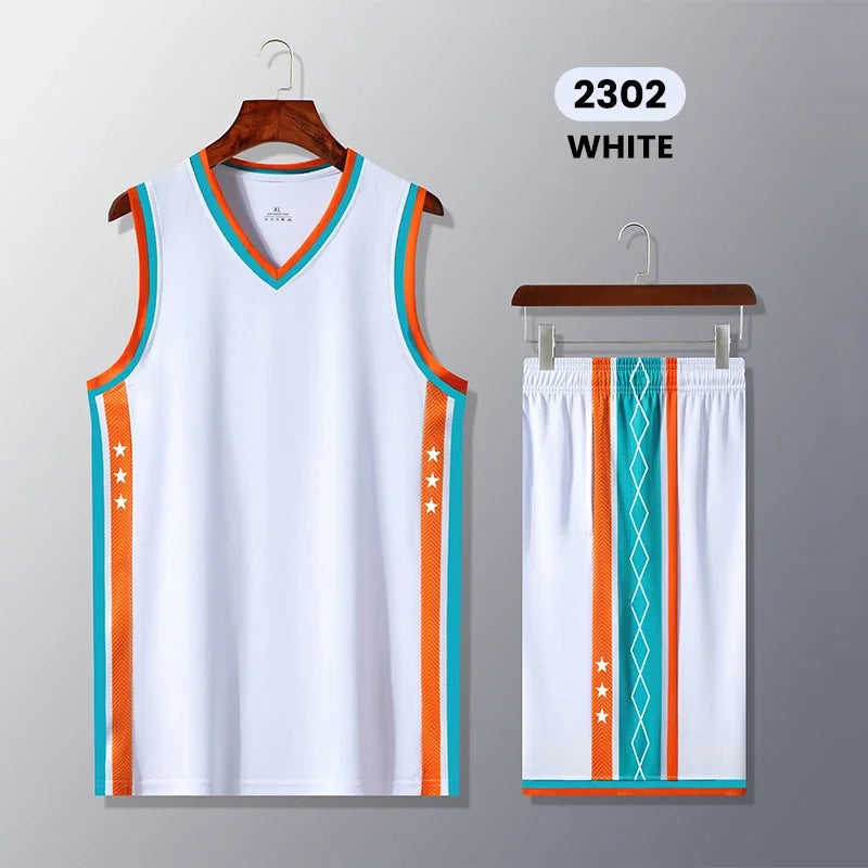 Boys Basketball Uniforms Custom 100% Polyester Mesh Throwback Breathable Kids Basketball Jersey Quick Dry Basketball Shirts 2302