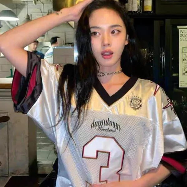 American hip-hop contrasting color splicing mesh loose short-sleeved jersey 3D T-shirt  summer new breathable sports  T-shirt