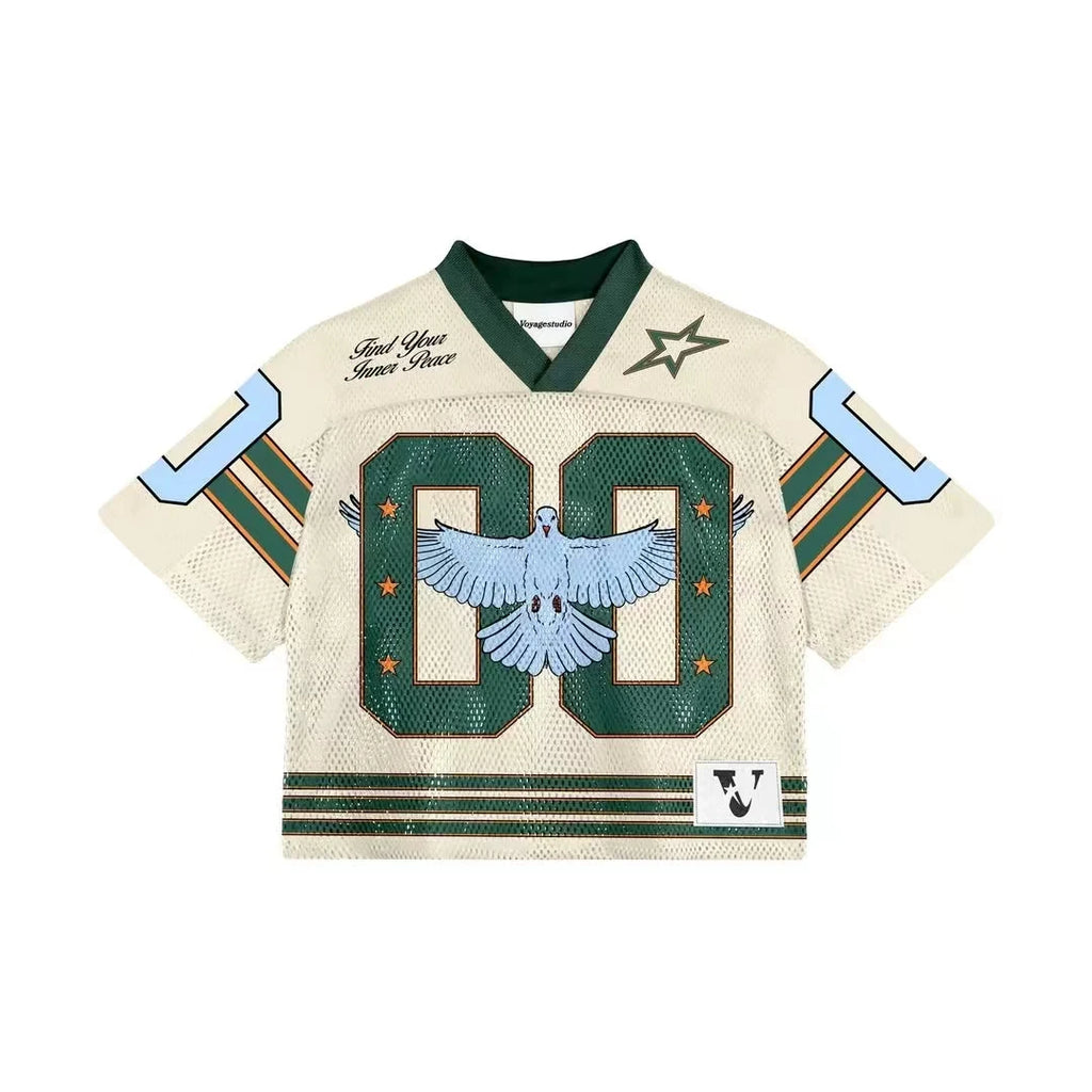 Retro American Harajuku Street Trend Hip-hop Baseball Sports Short-sleeved Men's Summer Loose Mesh T-shirt Printed Couple Tops