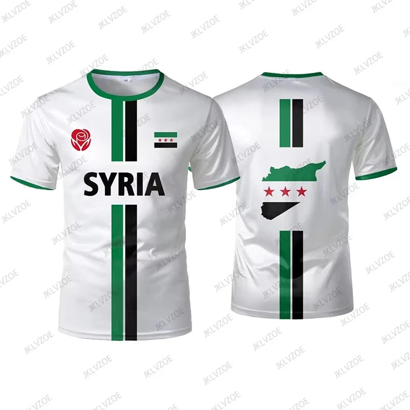 Summer New Syria Football Jersey Men Women Sports Surfing T-shirts Soccer Uniforms Casual Syrian Flag Graphic Oversized Kids Top