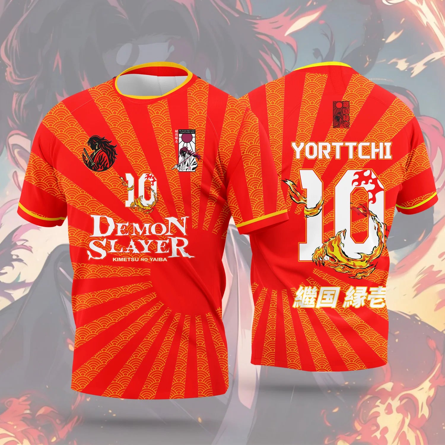 New Anime  Demon Slayer  Jersey Tanjirou maillot   Casual and breathable t-shirt for adults and children in summer roleplay