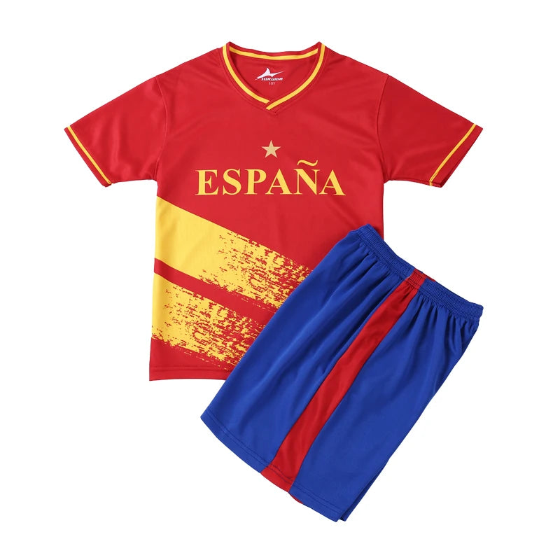 Yingruida Italy Spain Mexico and Brazil Kids Soccer Uniform Fashion & Breathable Polyester Summer Football Kit Child's Gift