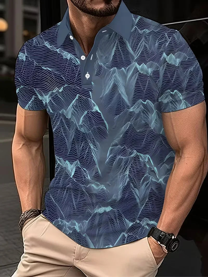Fashionable 3D men's polo shirt short sleeved summer men's top fashionable men's clothing casual men's clothing