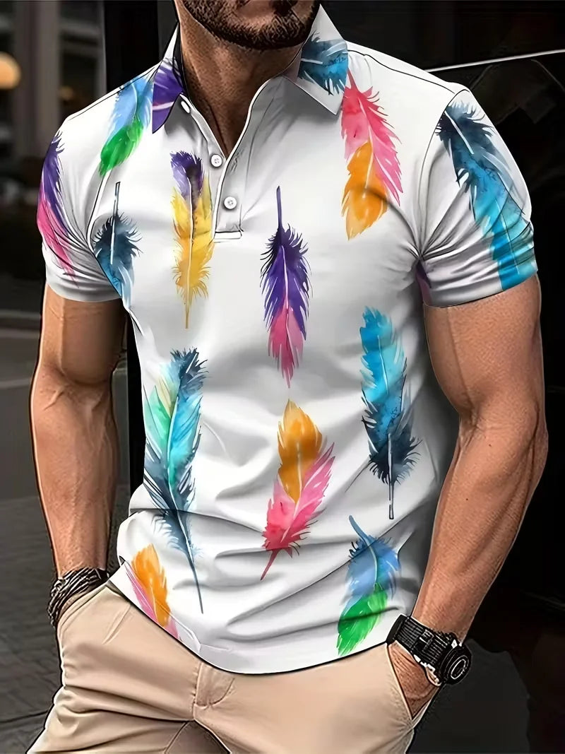 Fashionable 3D men's polo shirt short sleeved summer men's top fashionable men's clothing casual men's clothing