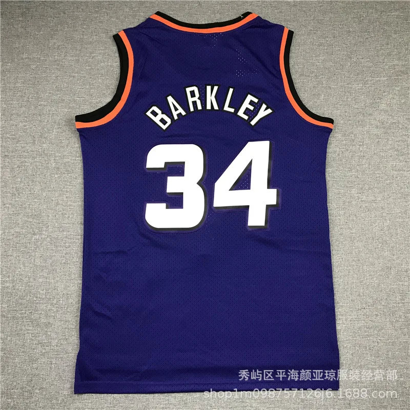 Embroidered Basketball Jersey Number 34 Sun Team Barkley Basketball Uniforms Sportswear Polyester Bamboo Charcoal Fiber
