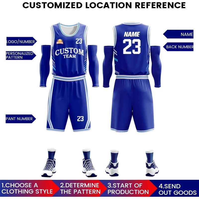 Boys Basketball Uniforms Custom 100% Polyester Mesh Throwback Breathable Kids Basketball Jersey Quick Dry Basketball Shirts 2302