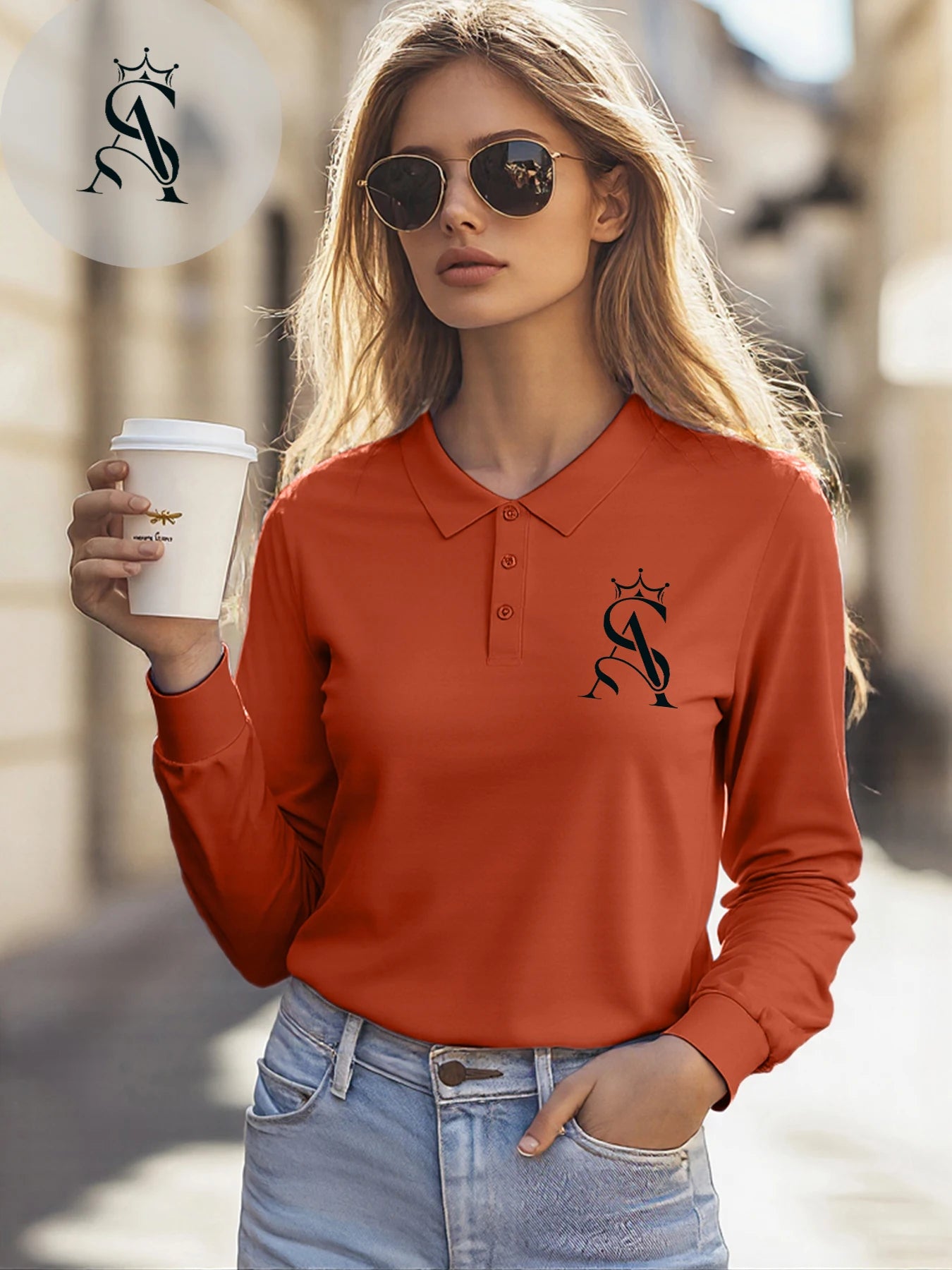 Crown Letter Sa Simple Pattern Polo Shirt Womens Business Golf Shirts Soft Hip Hop Clothes Culture Collar Female Streetwear