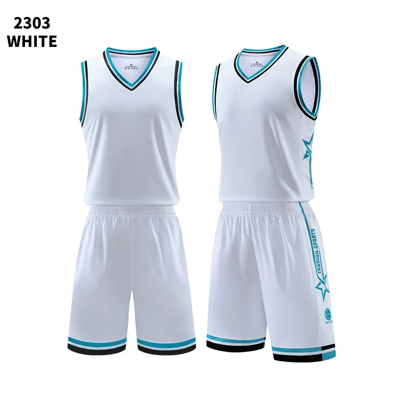 Boys Basketball Uniforms Custom 100% Polyester Mesh Throwback Breathable Kids Basketball Jersey Quick Dry Basketball Shirts 2302