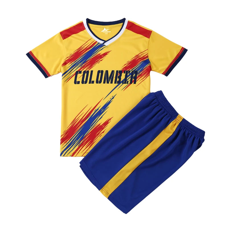 Yingruida Italy Spain Mexico and Brazil Kids Soccer Uniform Fashion & Breathable Polyester Summer Football Kit Child's Gift