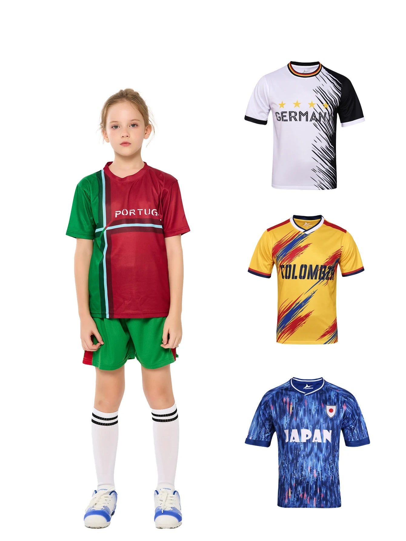 Yingruida Italy Spain Mexico and Brazil Kids Soccer Uniform Fashion & Breathable Polyester Summer Football Kit Child's Gift