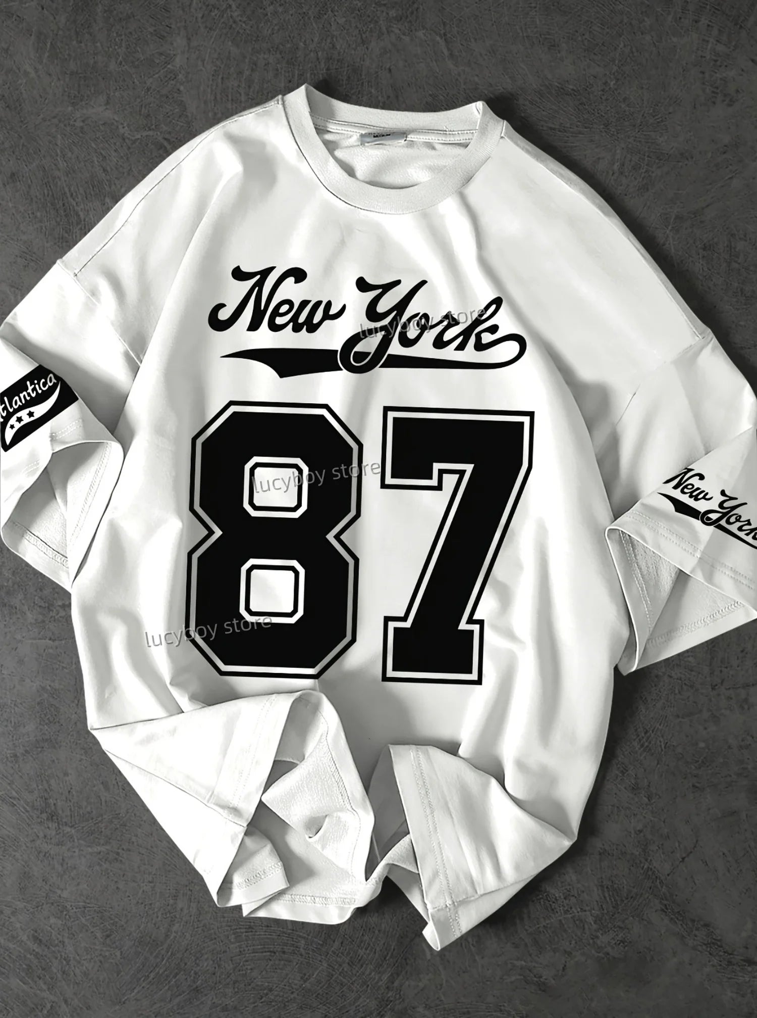 2025No.87 NEW YORK Print Mens  Jersey T-shirt Man Short Sleeve Sport Football T-Shirt Vintage Oversize Striped Tees Men Clothing