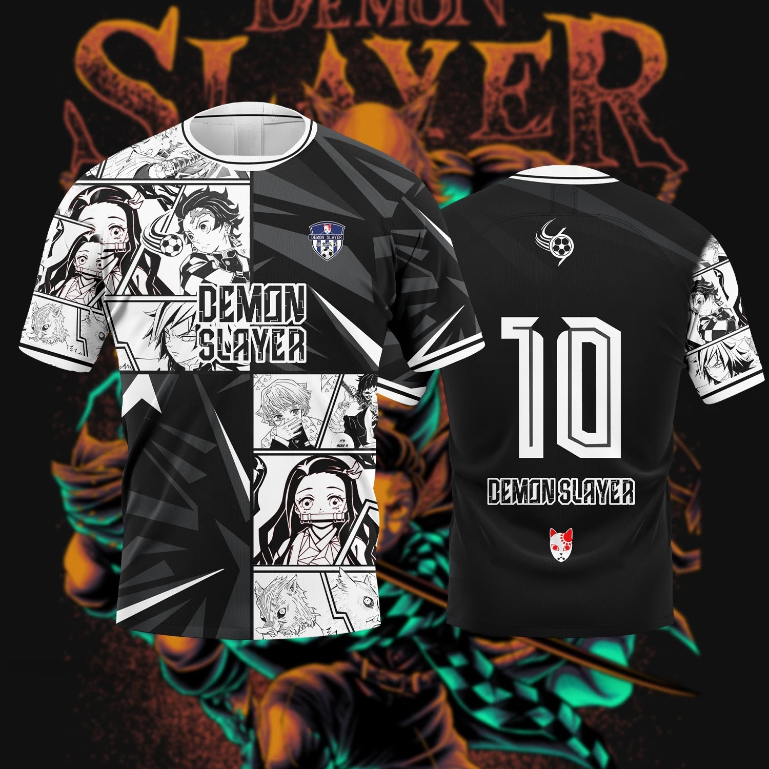 New Anime  Demon Slayer  Jersey Tanjirou maillot   Casual and breathable t-shirt for adults and children in summer roleplay