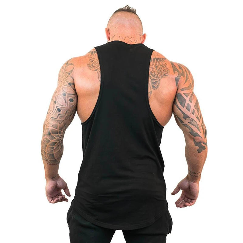 Summer Bodybuilding Tank Tops Workout Stringer Sleeveless Shirts Fitness Mens Gym Clothing Cotton Breathable Sport Muscle Vests