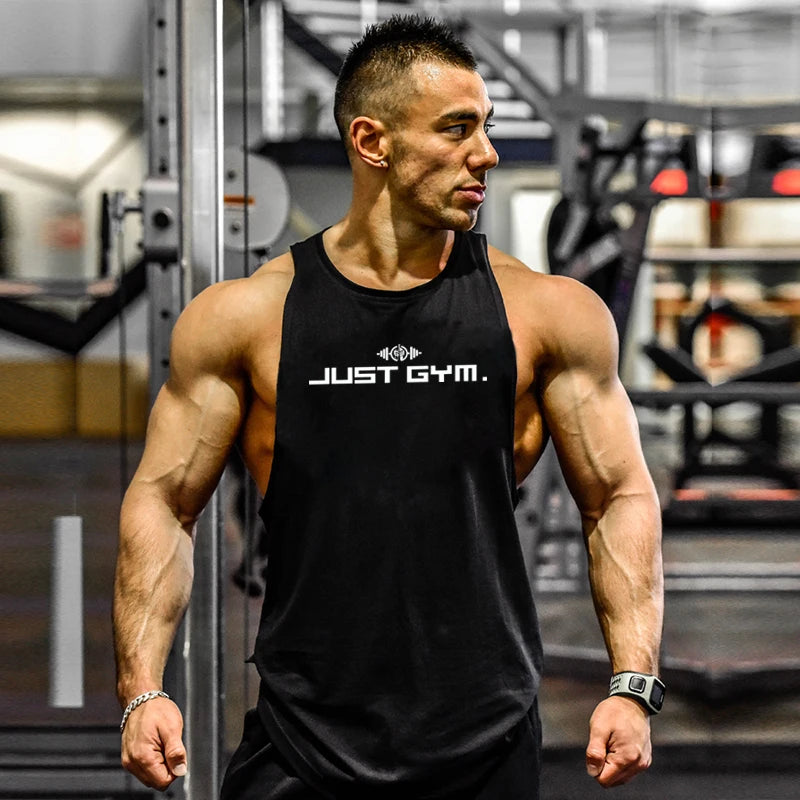 Summer Bodybuilding Tank Tops Workout Stringer Sleeveless Shirts Fitness Mens Gym Clothing Cotton Breathable Sport Muscle Vests