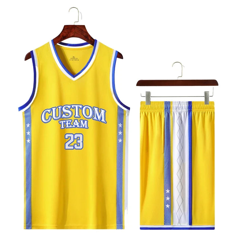 Boys Basketball Uniforms Custom 100% Polyester Mesh Throwback Breathable Kids Basketball Jersey Quick Dry Basketball Shirts 2302
