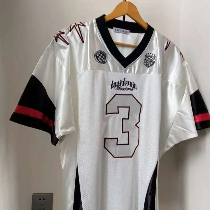 American hip-hop contrasting color splicing mesh loose short-sleeved jersey 3D T-shirt  summer new breathable sports  T-shirt