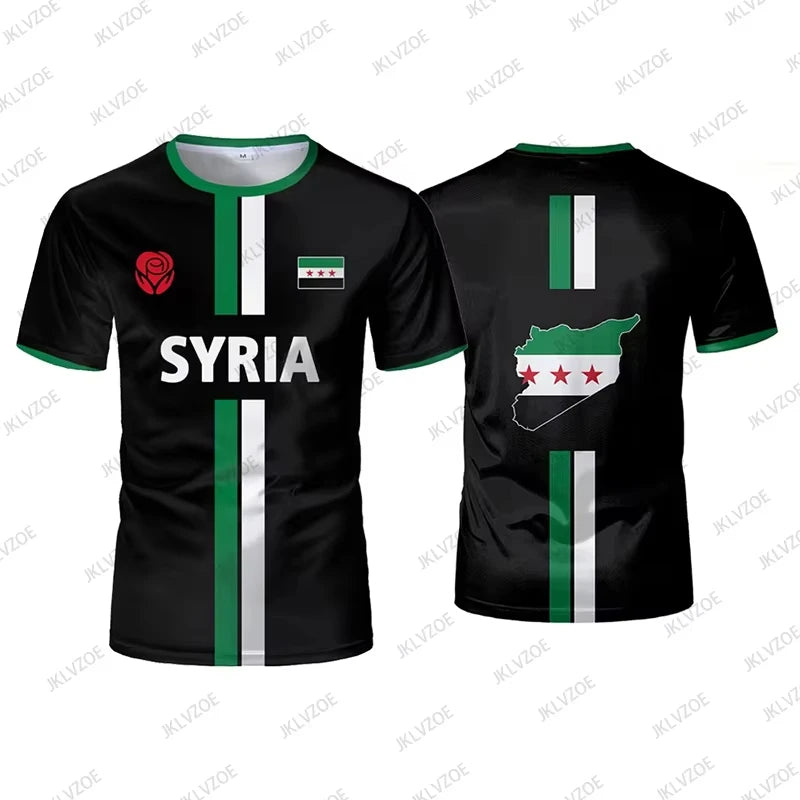 Summer New Syria Football Jersey Men Women Sports Surfing T-shirts Soccer Uniforms Casual Syrian Flag Graphic Oversized Kids Top