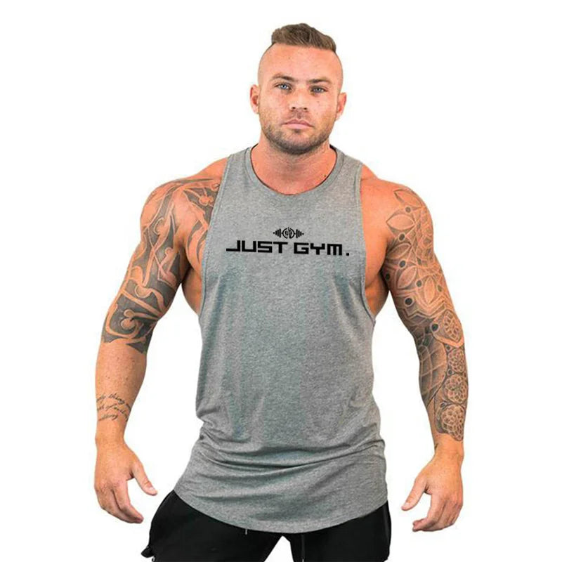 Summer Bodybuilding Tank Tops Workout Stringer Sleeveless Shirts Fitness Mens Gym Clothing Cotton Breathable Sport Muscle Vests