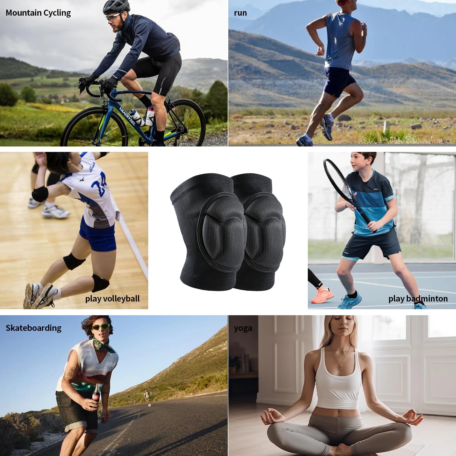 Volleyball Knee Pads for Men Women, Thick Sponge Collision Avoidance Warm, Anti-Slip Knee Sleeve, for Football, Yoga, Dance.