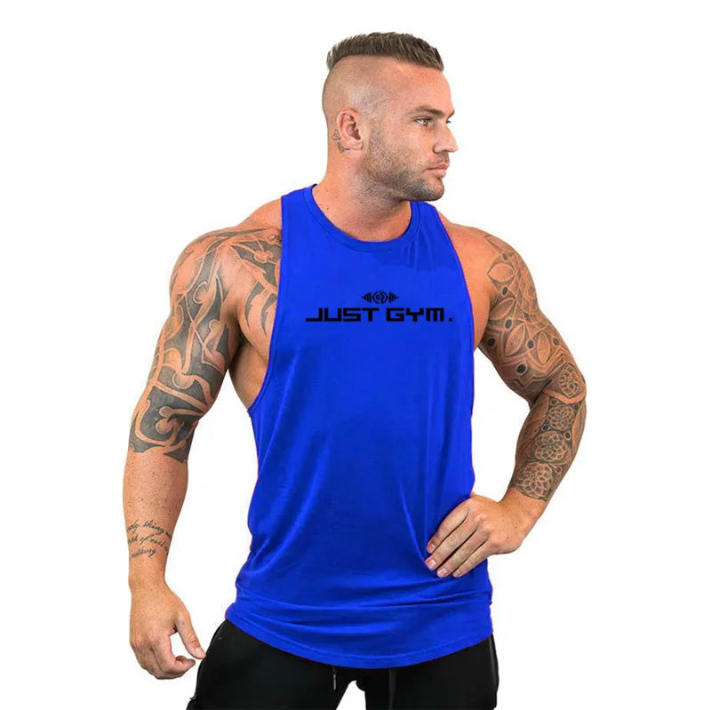 Summer Bodybuilding Tank Tops Workout Stringer Sleeveless Shirts Fitness Mens Gym Clothing Cotton Breathable Sport Muscle Vests