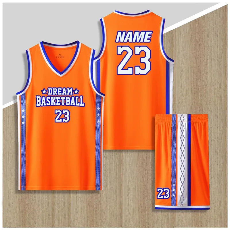 Boys Basketball Uniforms Custom 100% Polyester Mesh Throwback Breathable Kids Basketball Jersey Quick Dry Basketball Shirts 2302