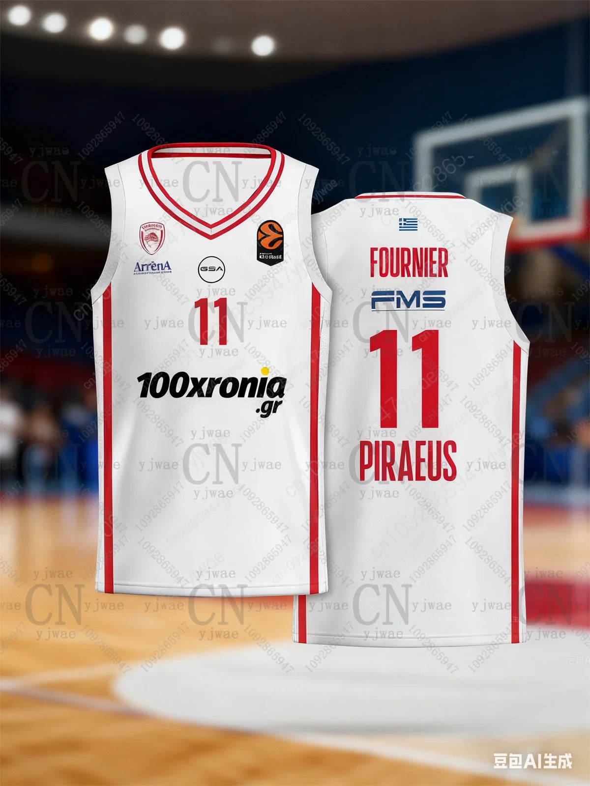 25-26 Olympiacos Bc Replica Basketball Jersey Sportswear Vest Quick Drying Training Tee Summer Men'S Outdoor Fitness Tank Top