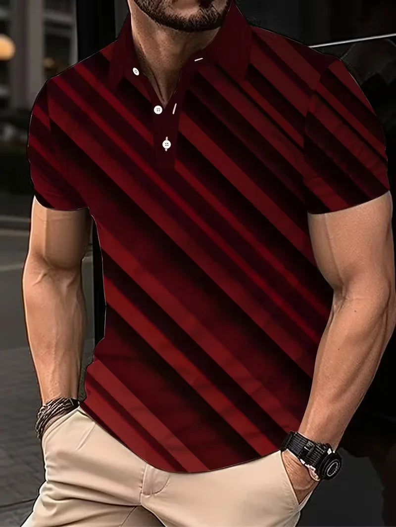 Fashionable 3D men's polo shirt short sleeved summer men's top fashionable men's clothing casual men's clothing