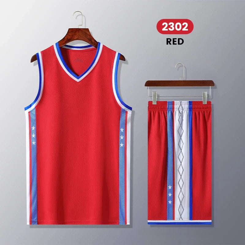 Boys Basketball Uniforms Custom 100% Polyester Mesh Throwback Breathable Kids Basketball Jersey Quick Dry Basketball Shirts 2302