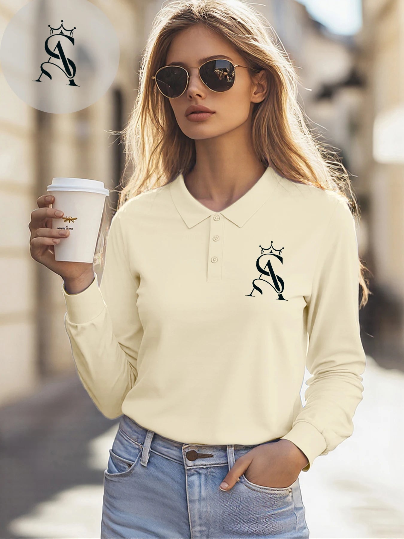 Crown Letter Sa Simple Pattern Polo Shirt Womens Business Golf Shirts Soft Hip Hop Clothes Culture Collar Female Streetwear