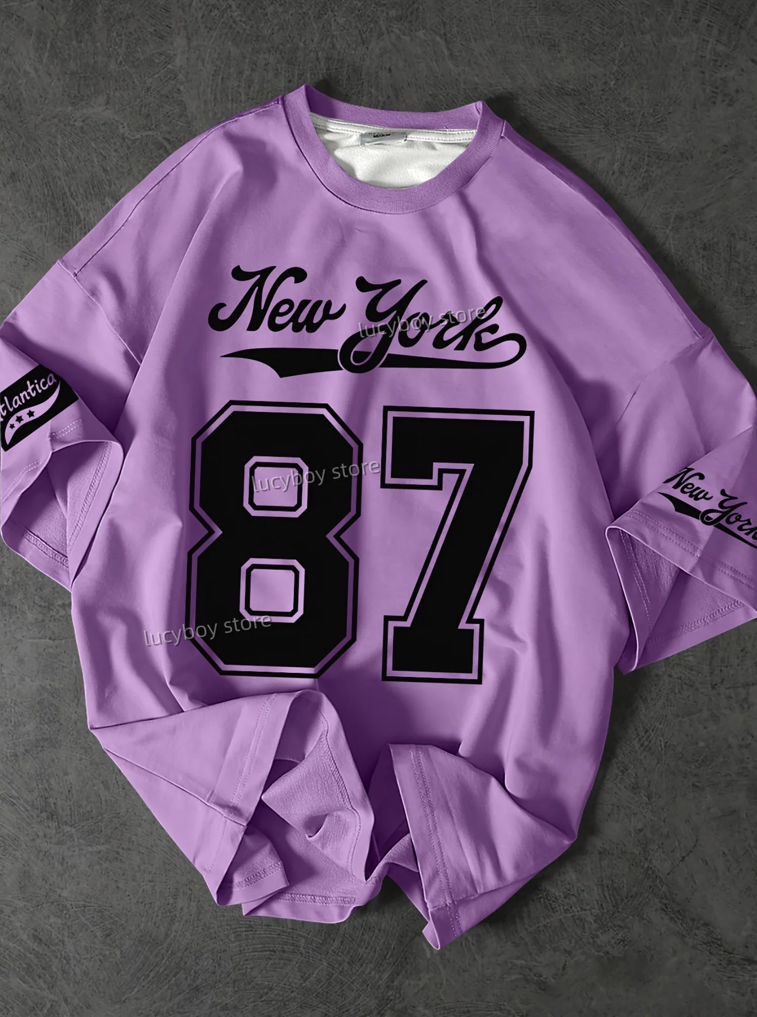 2025No.87 NEW YORK Print Mens  Jersey T-shirt Man Short Sleeve Sport Football T-Shirt Vintage Oversize Striped Tees Men Clothing