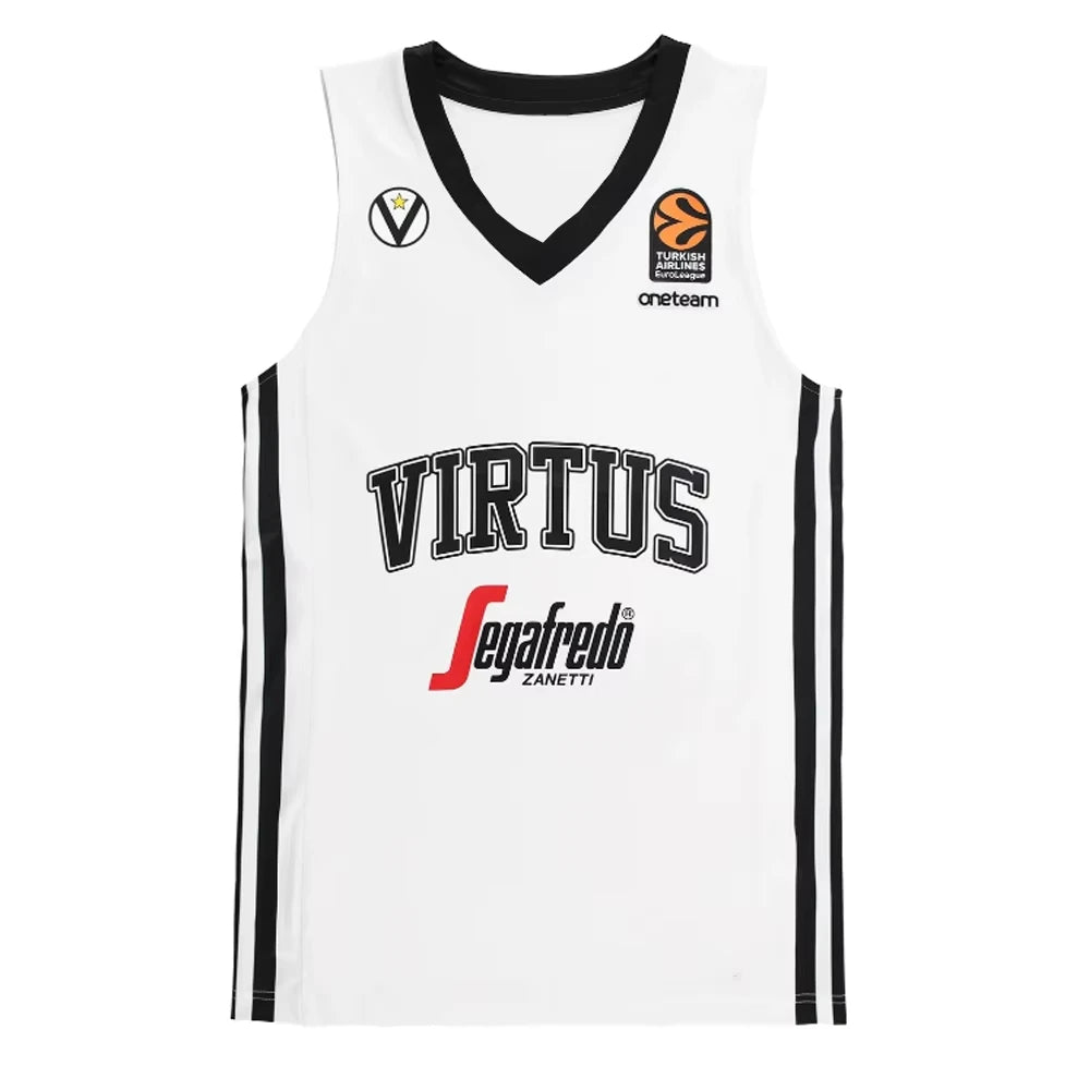 2025 New Arriving Virtus Bologna White Euroleague Home Basketball Jerseys 3d Print Sports Jerseys Summer Men's Training Tank Top