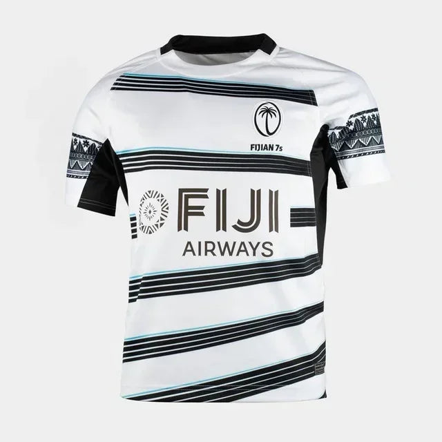 Men's rugby T-shirt, home jersey, Fiji 7S, round neck men's top