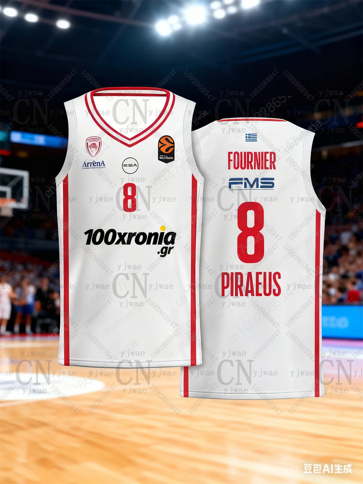 25-26 Olympiacos Bc Replica Basketball Jersey Sportswear Vest Quick Drying Training Tee Summer Men'S Outdoor Fitness Tank Top