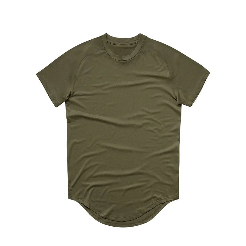 Plain Summer Mesh Quick Dry Short Sleeve Shirts Gym Fitness Muscle Slim Fit Clothing Mens Bodybuilding Sport Breathable T-shirts