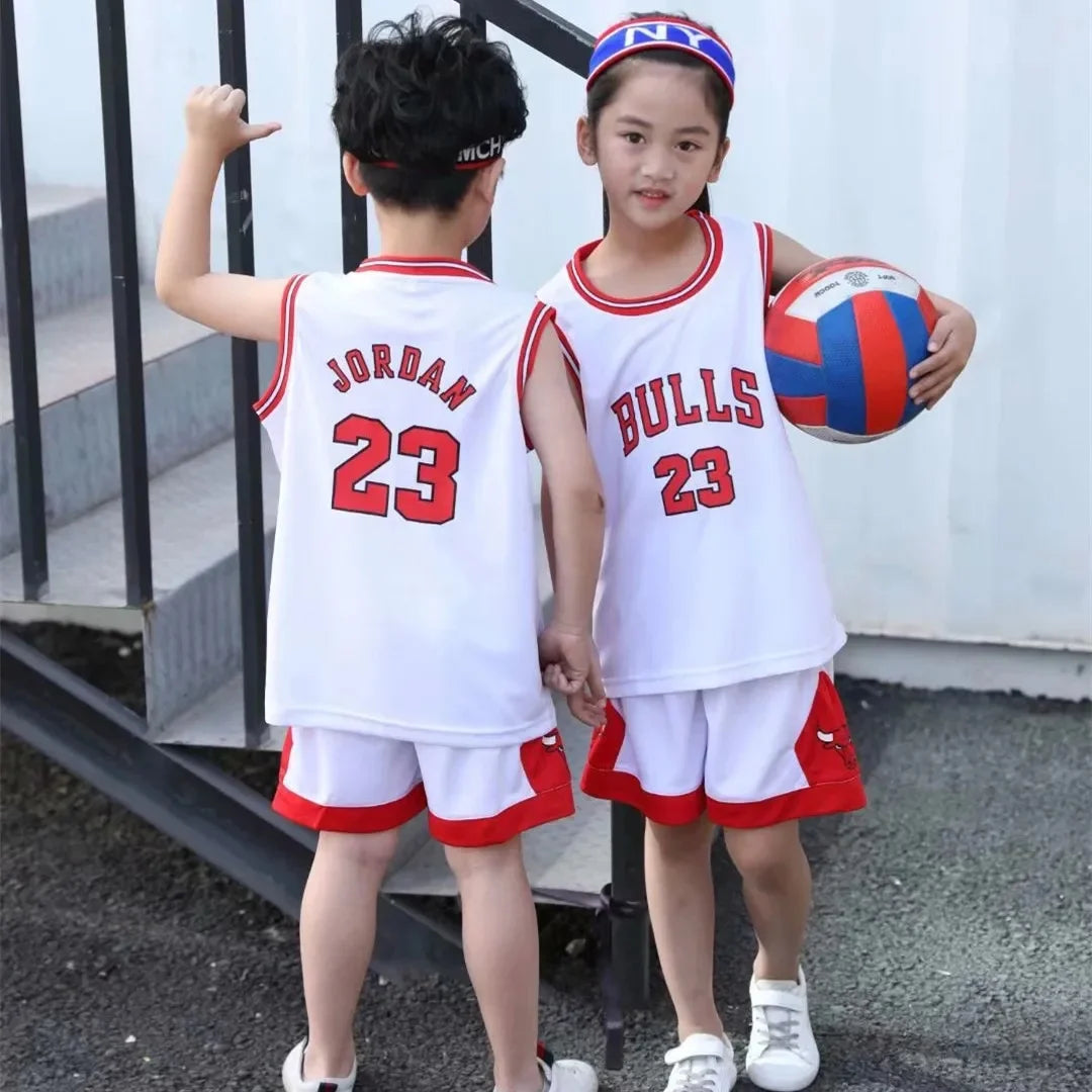 Children's Basketball Uniform Set Primary School Performance Number Printing Words Bull Team Number 23 Basketball Outfit