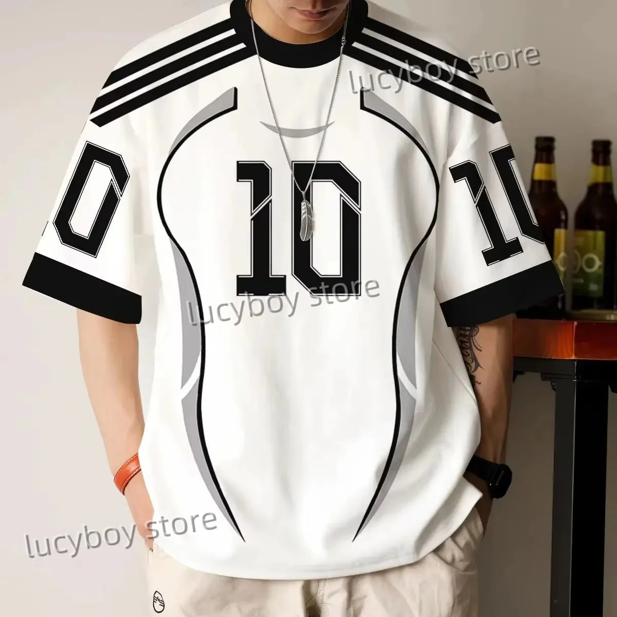 American Style Mens Number Print  Training T-Shirt Man Round Neck Sportwear Football T-Shirt Vintage Oversize Tops Men Clothing