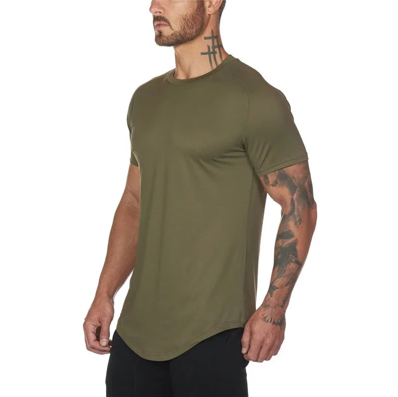 Plain Summer Mesh Quick Dry Short Sleeve Shirts Gym Fitness Muscle Slim Fit Clothing Mens Bodybuilding Sport Breathable T-shirts