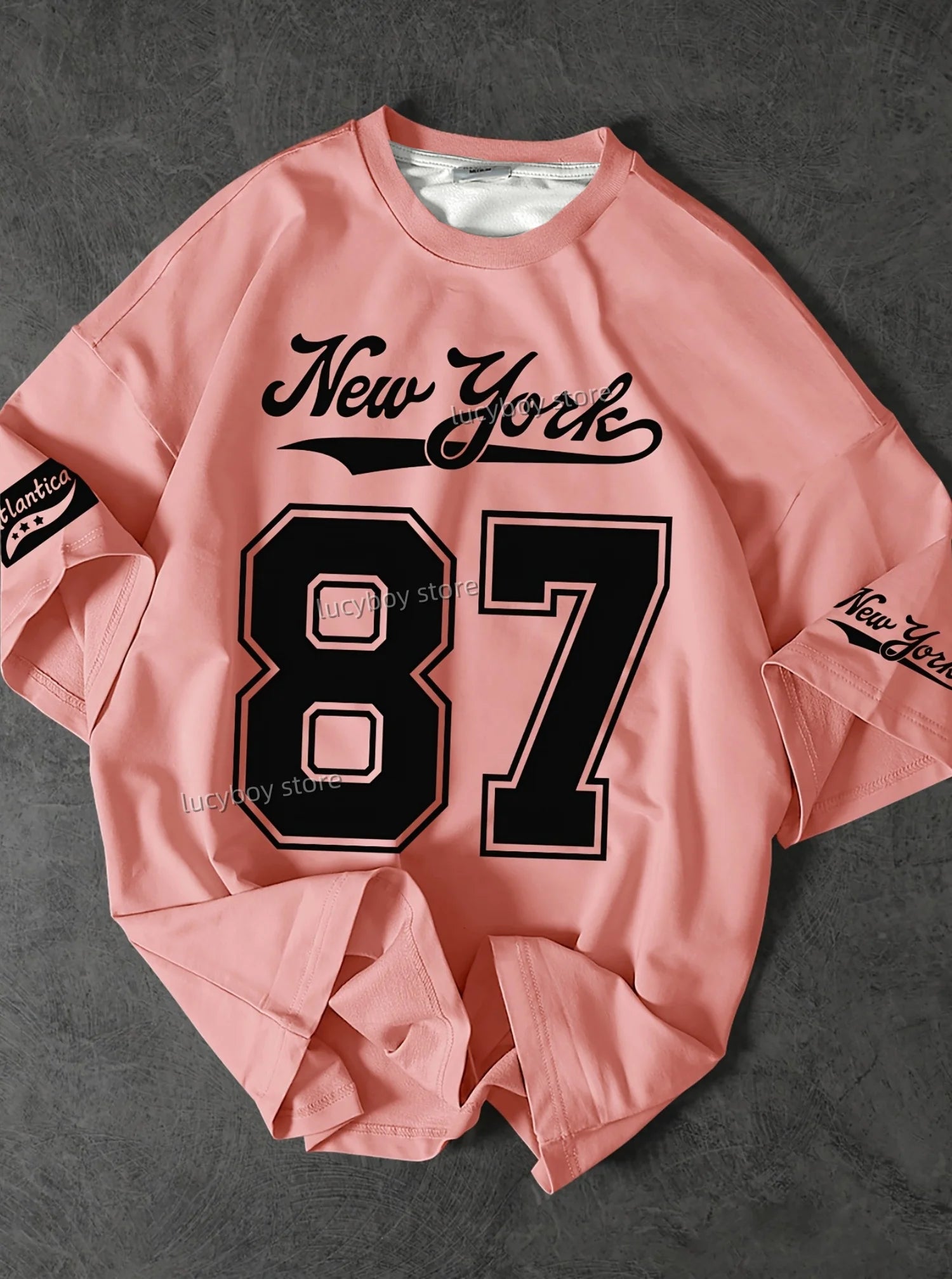 2025No.87 NEW YORK Print Mens  Jersey T-shirt Man Short Sleeve Sport Football T-Shirt Vintage Oversize Striped Tees Men Clothing