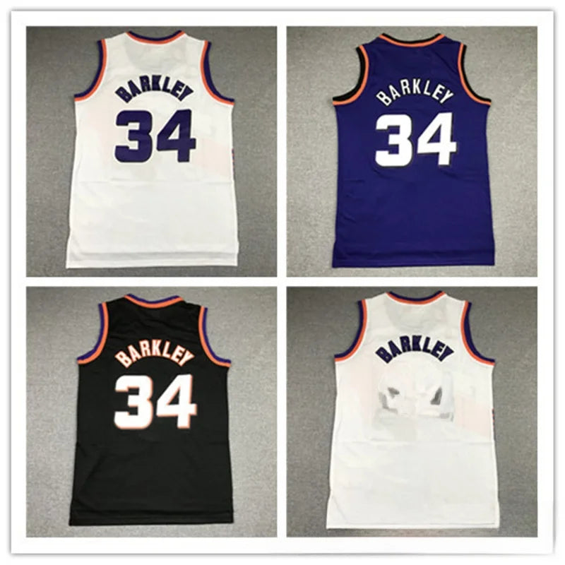Embroidered Basketball Jersey Number 34 Sun Team Barkley Basketball Uniforms Sportswear Polyester Bamboo Charcoal Fiber