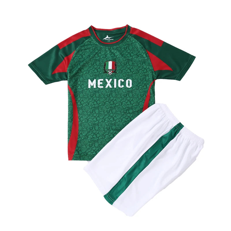 Yingruida Italy Spain Mexico and Brazil Kids Soccer Uniform Fashion & Breathable Polyester Summer Football Kit Child's Gift