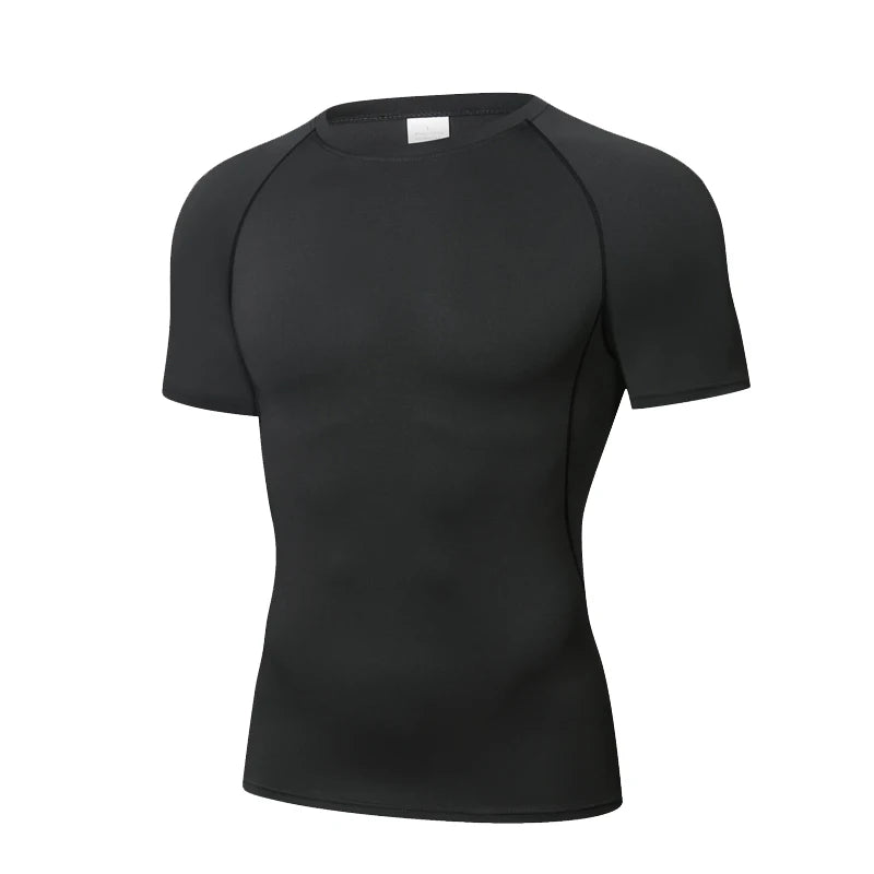 Men Compression White T-Shirts Short Sleeve Tops Tees Casual Gym T Shirt Man Quick Dry Football T Shirts Sportswear Male Clothes